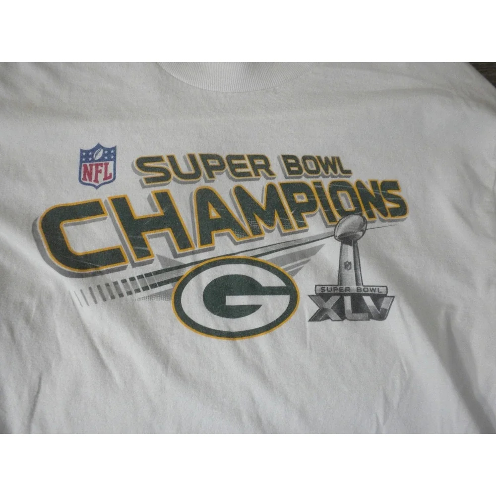 Alstyle Green Bay Packers T-shirt M White Super Bowl Champion XLV 2010 Football